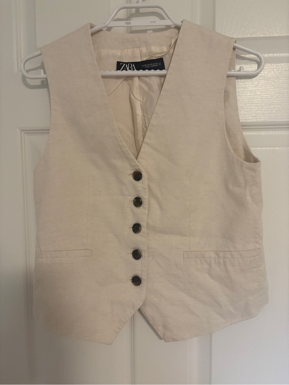 Zara Vest Ivory Sleeveless Button-Front
